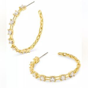 Kendra Scott Crystal Square Link Medium Hoop Earrings, 1.31"